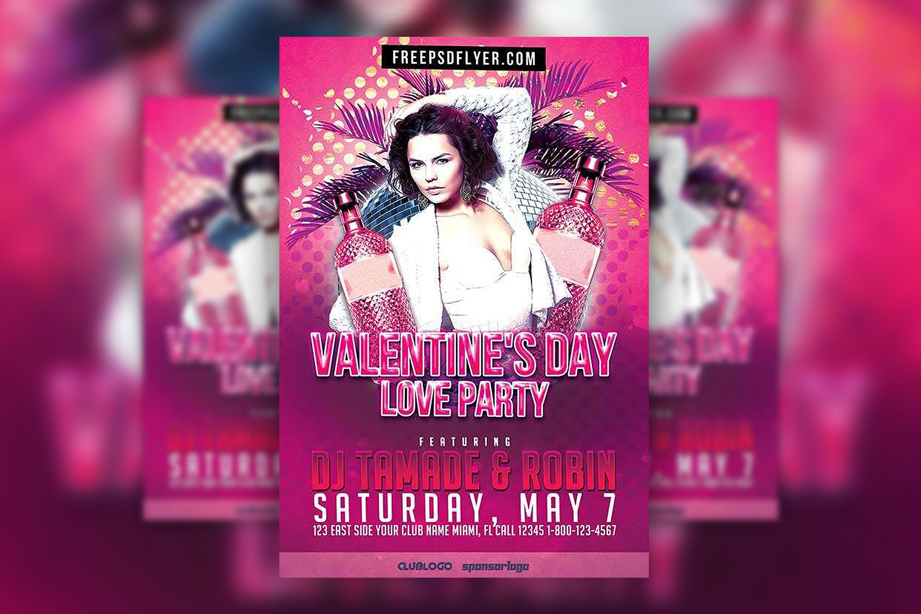 Valentines Day Love Party Flyer Template FREE PSD