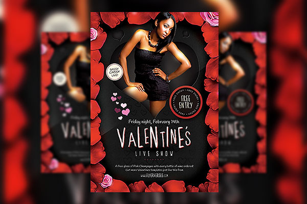 Valentines Live Show Flyer Template FREE PSD