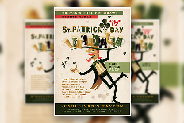 Vintage Illustrated St. Patrick’s Day Flyer Template FREE PSD