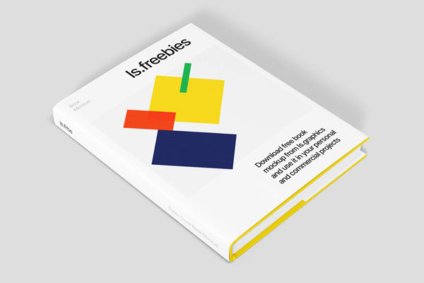 White Hardcover Book with Colorful Shapes Mockup FREE PSD