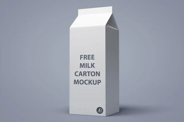White Milk Carton Mockup With Adjustable Shadows FREE PSD
