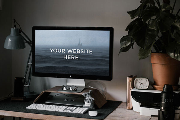 Workspace Imac Mockup With Decorative Elements FREE PSD