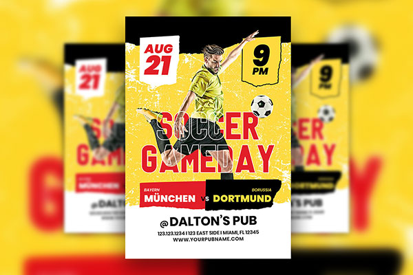 Yellow Soccer Event Flyer Template FREE PSD