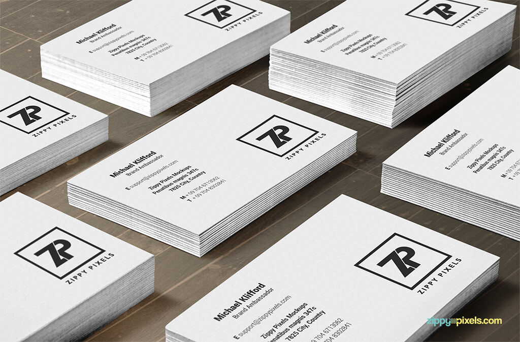 2 Mockups Showing Perspective View of Business Cards in Stacks FREE PSD