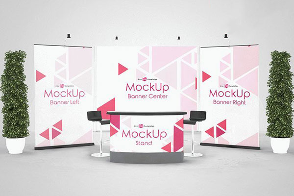 3 Mockups Featuring Different Exhibition Stands FREE PSD