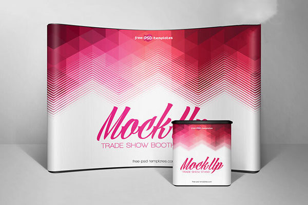 A Curved Trade Show Booth Mockup FREE PSD