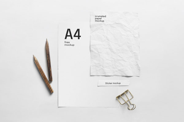 A Stationery Scene Showcasing Composition Mockup FREE PSD