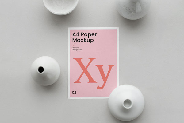 A4 Paper Mockup with Realistic Design FREE PSD