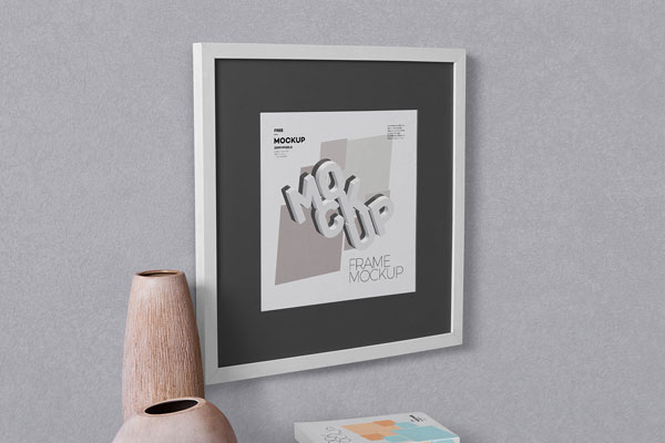 Absolutely Gorgeous Square Frame and Hardcover Book Mockup FREE PSD