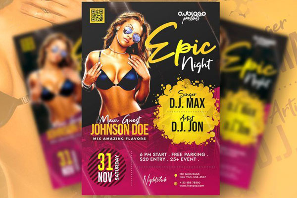 Abstract Club Events Flyer Template FREE PSD