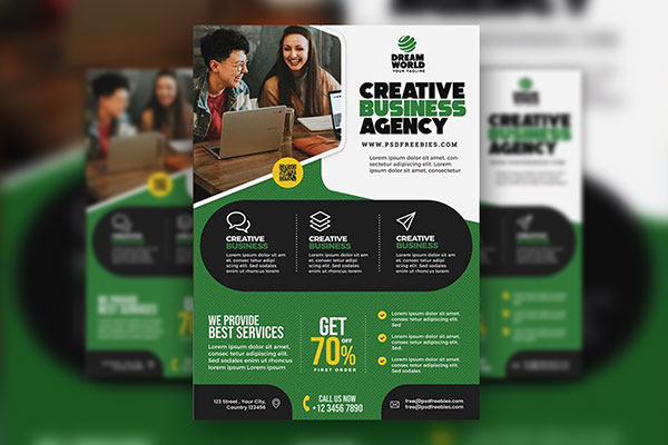 Abstract, Modern Business, Marketing Flyer Template FREE PSD