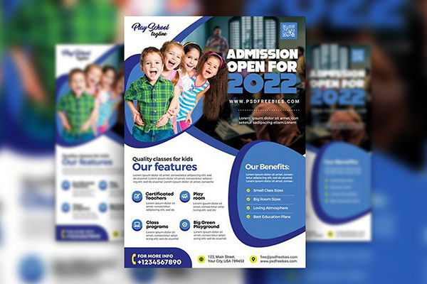 Abstract School Admission Flyer Template FREE PSD