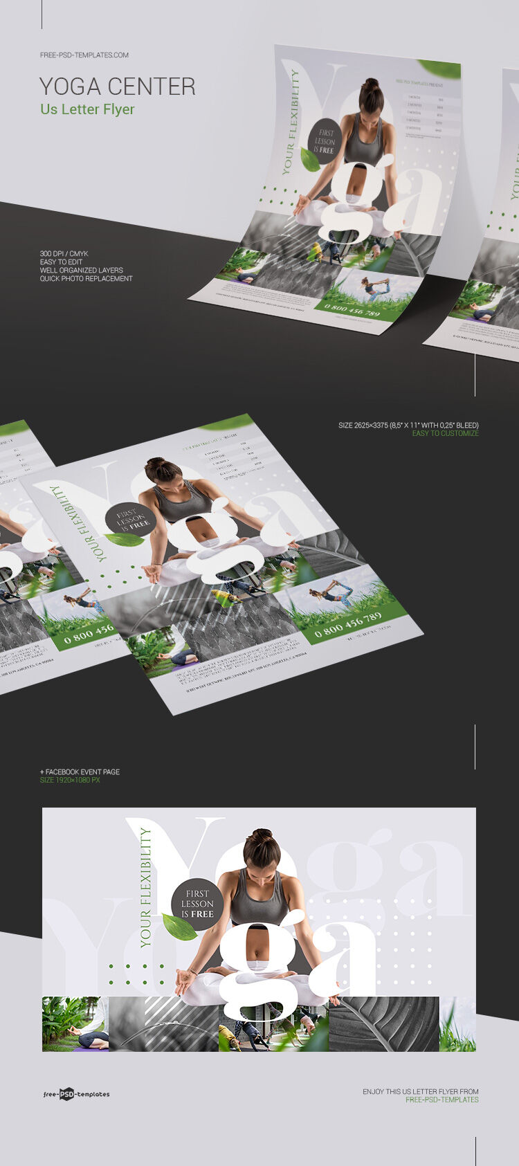 Abstract Yoga Center Flyer Template FREE PSD