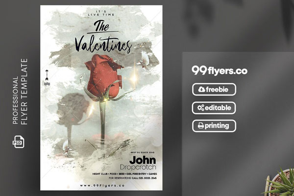 Artistic Valentine's Day Flyer Template FREE PSD
