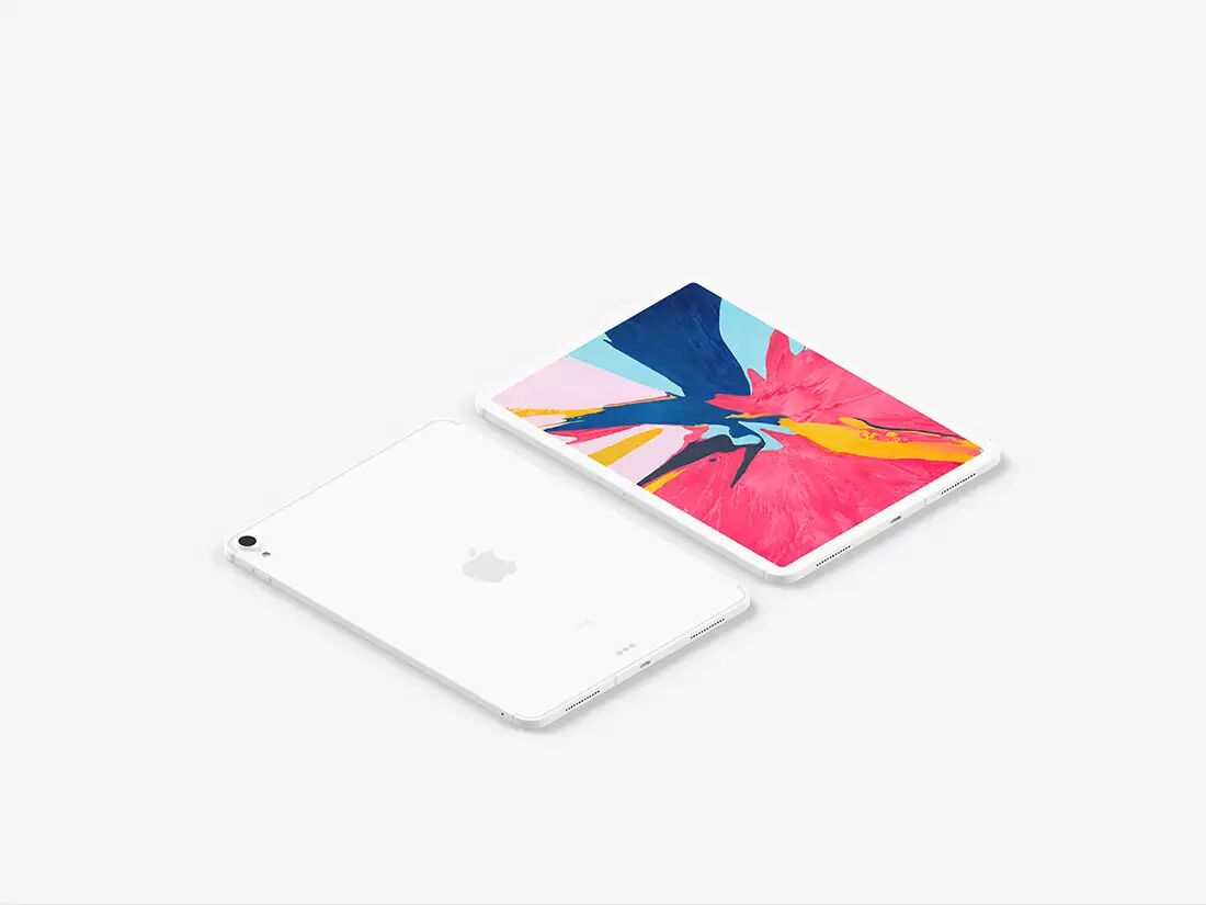 Back and Front Perspective iPad Pro 2018 Mockup FREE PSD