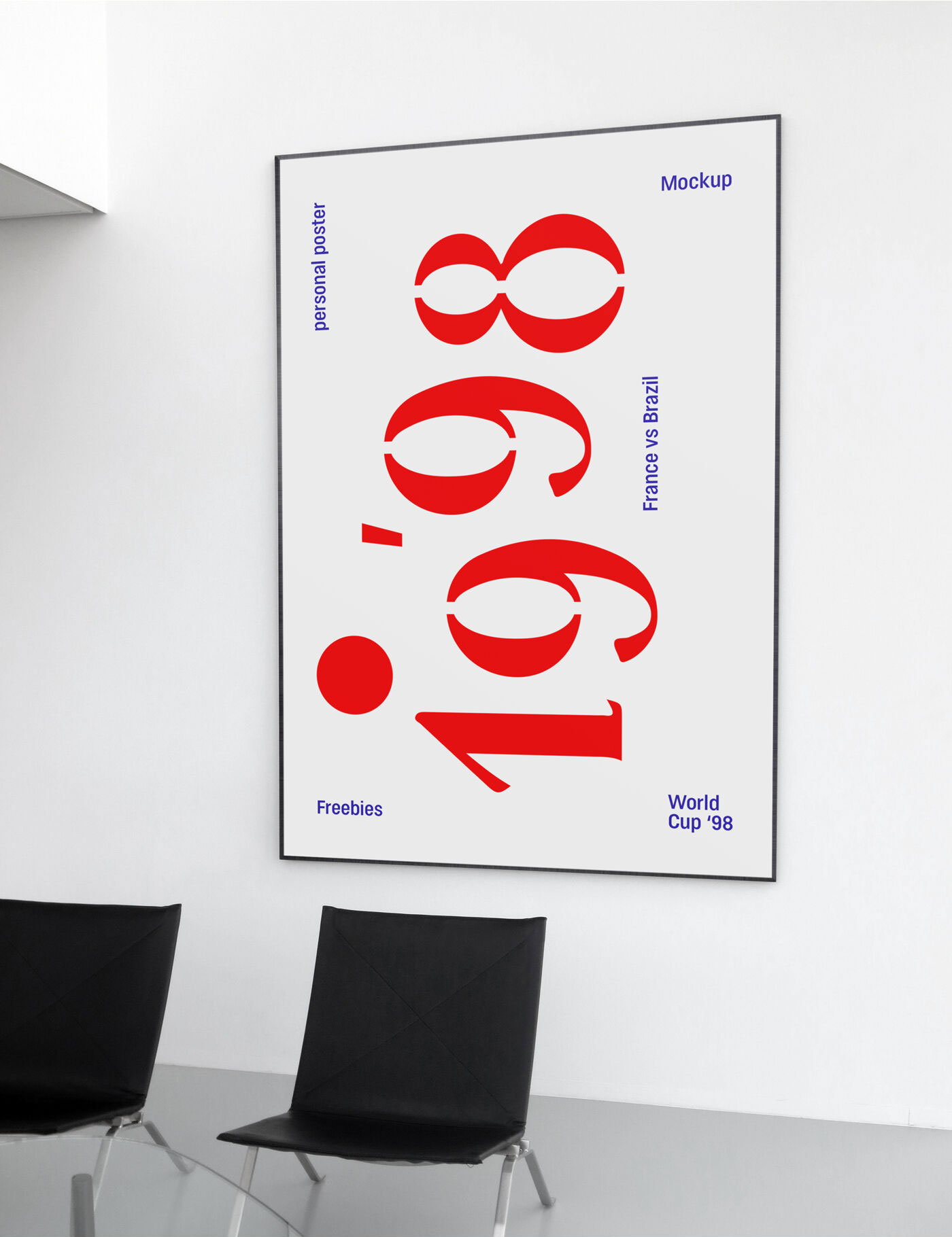 Big vertical Poster in thin black frame Mockup FREE PSD