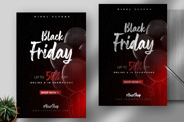 Black and Red Black Friday Flyer Template FREE PSD