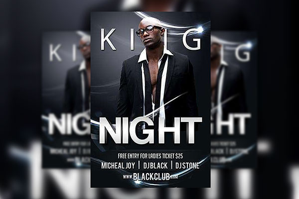 Black, Modern Night Party Flyer Template FREE PSD