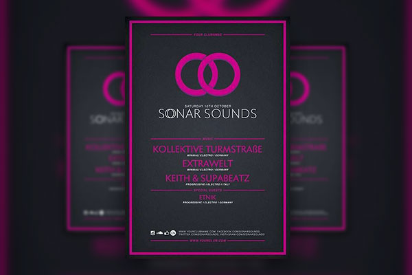 Black, Purple Typographical Nightclub Flyer Template FREE PSD