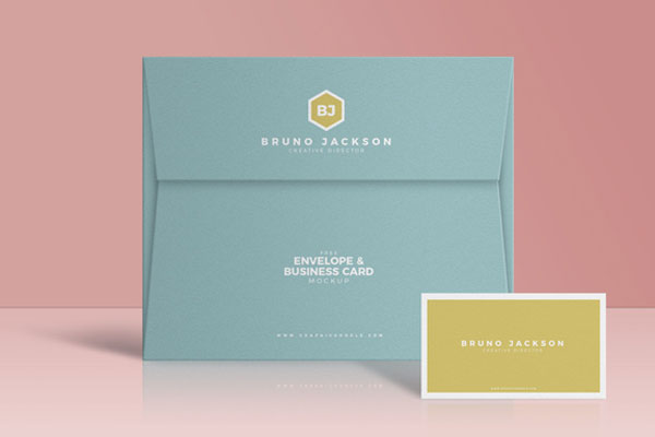 Cardboard Folder and Business Card Mockup with a Front View FREE PSD