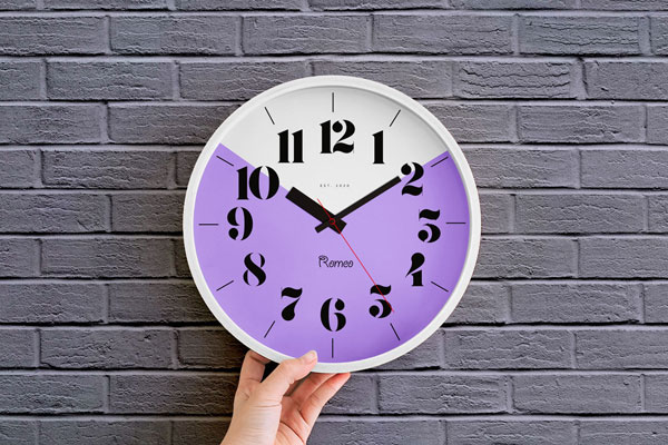 Mockup Displaying Circle Wall Clock with Rectangular Shapes (FREE ...