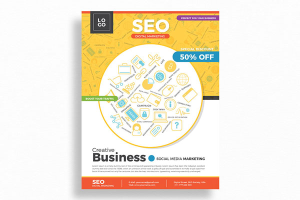 Circle Corporate SEO Digital Marketing Flyer Template FREE PSD