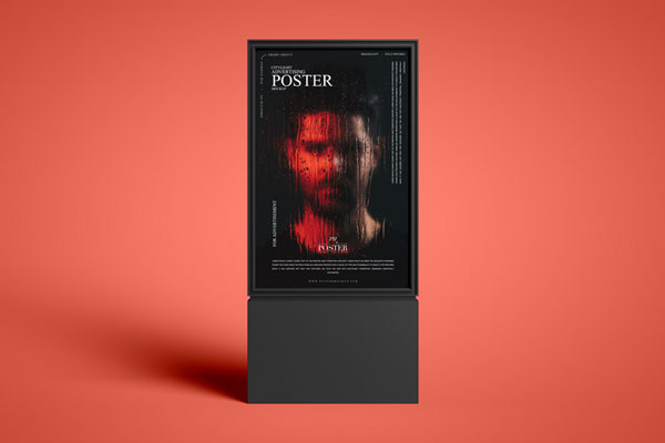 City light Vertical Poster On A Stand Mockup FREE PSD