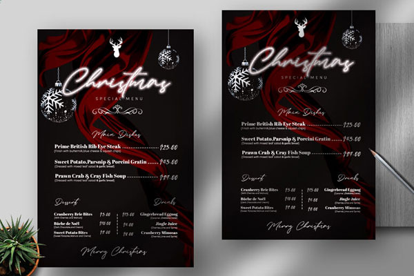 Classy Christmas Menu Flyer Template FREE PSD