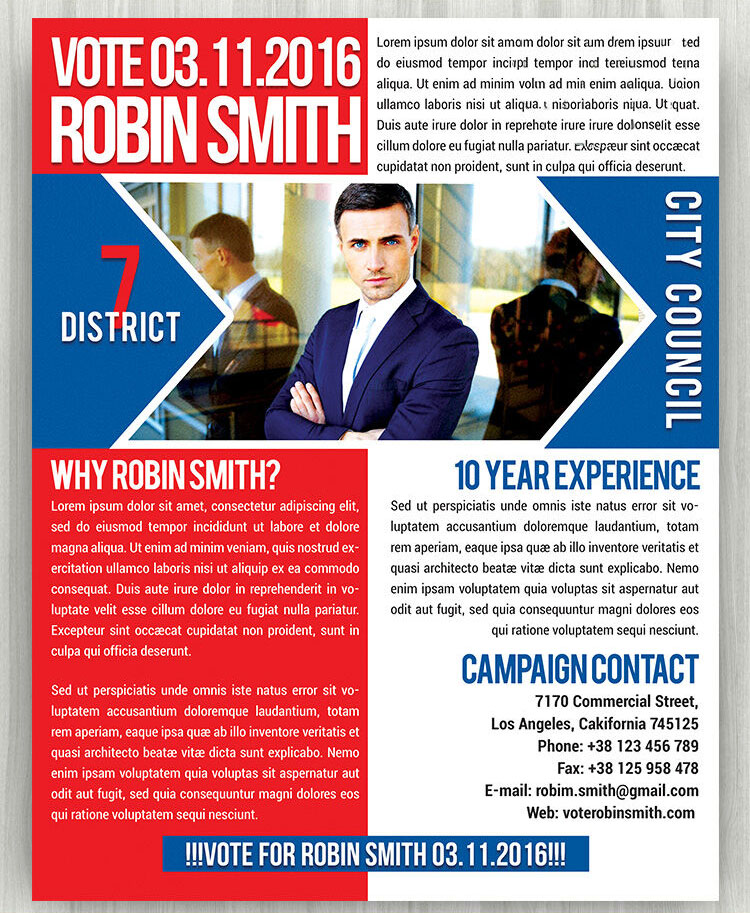 Classy Formal Political Promotion Flyer Template (FREE) - Resource Boy