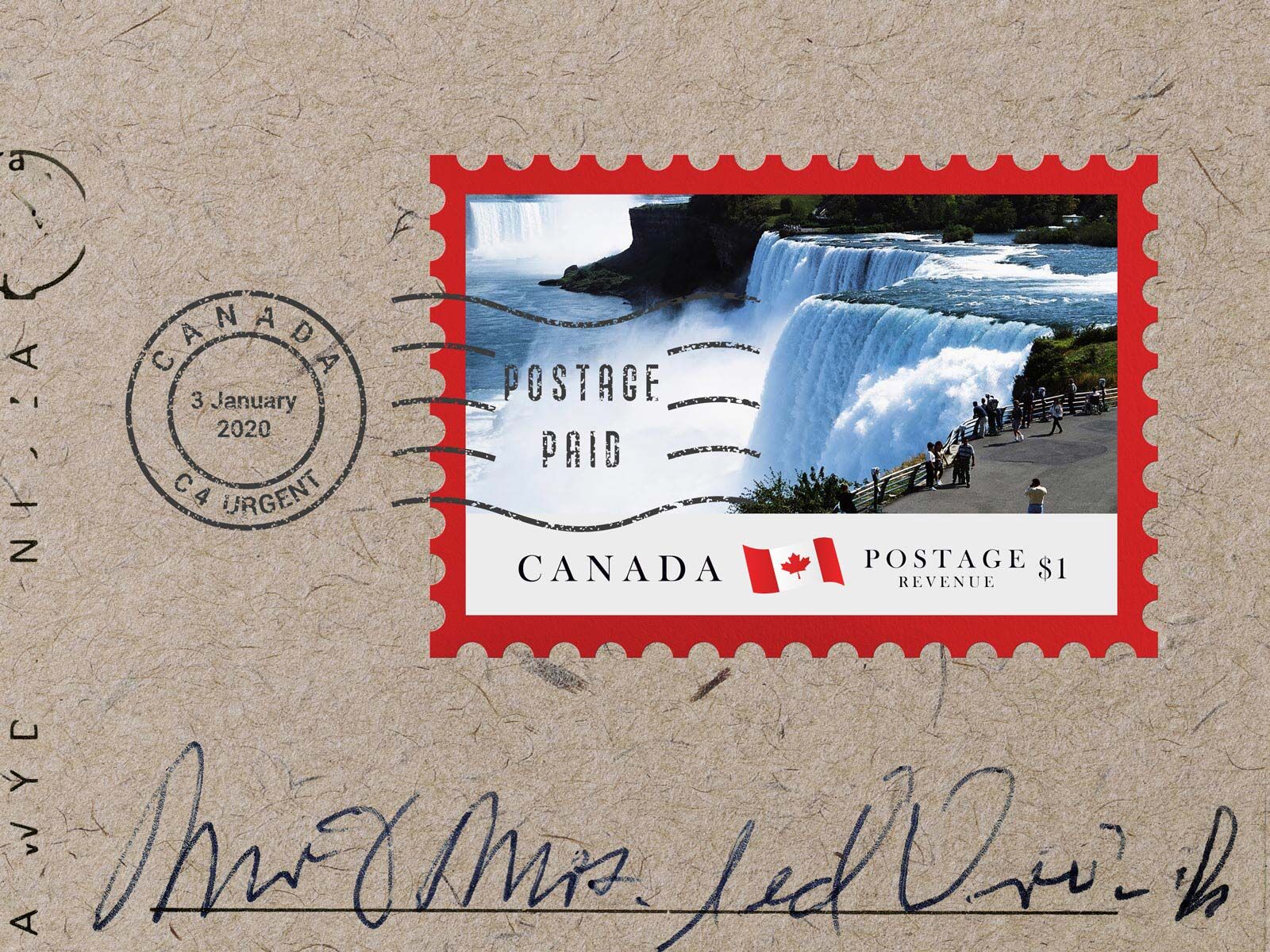 Close Shot of a Postage Stamp Mockup on an Envelope FREE PSD