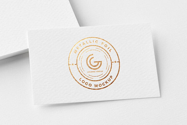 Close-Up Metallic Foil Logo Mockup FREE PSD