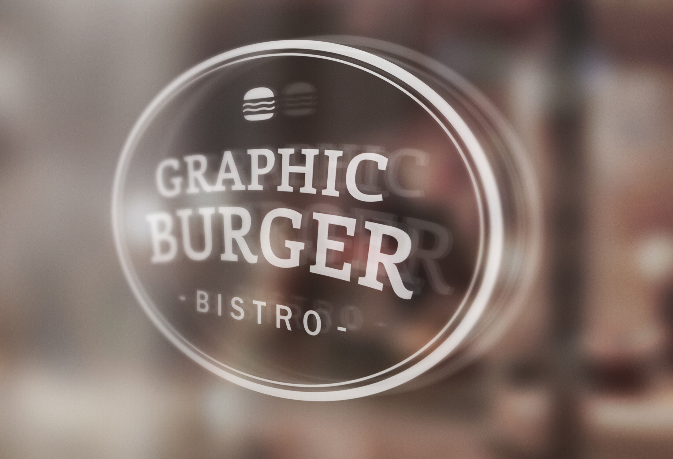 Close-up View of Window Signage with Blurry Background Mockup FREE PSD