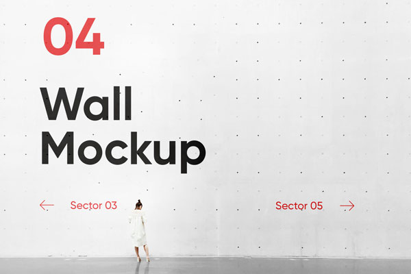 Concrete Wall Mockup Featuring a Woman from Back View FREE PSD