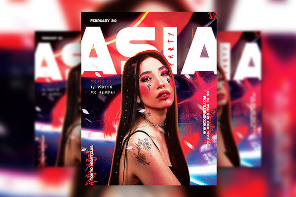 Creative Colorful Asia Party Flyer Template FREE PSD