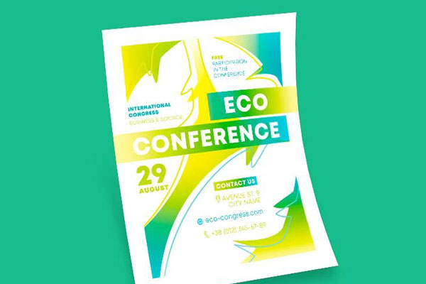 Creative Geometric Conference Flyer Template with a Facebook Cover FREE PSD