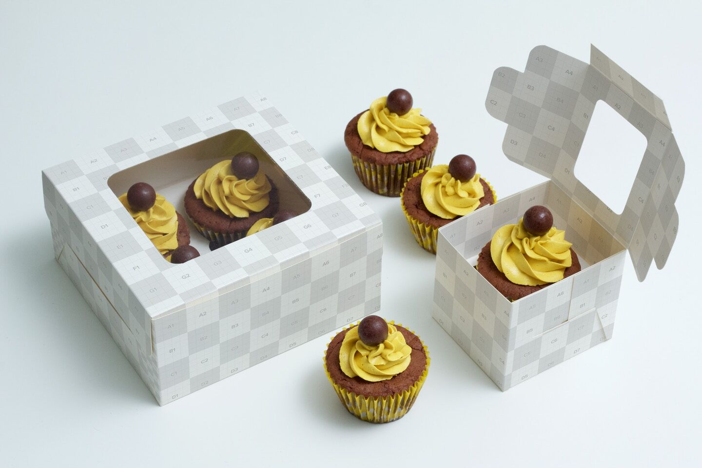 Cupcake Boxes Mockup From Top View FREE PSD