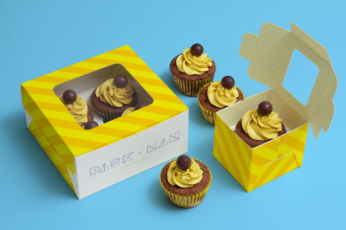 Cupcake Boxes Mockup From Top View FREE PSD