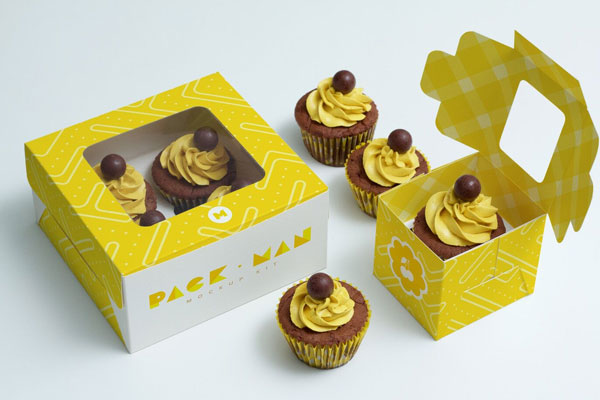Cupcake Boxes Mockup From Top View FREE PSD