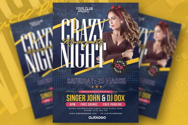 Dark Gray and Mustard Party Flyer Template FREE PSD