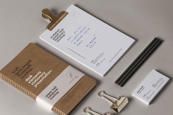 Cotton Textured Notebook and a Ruler Stationery Mockup (FREE