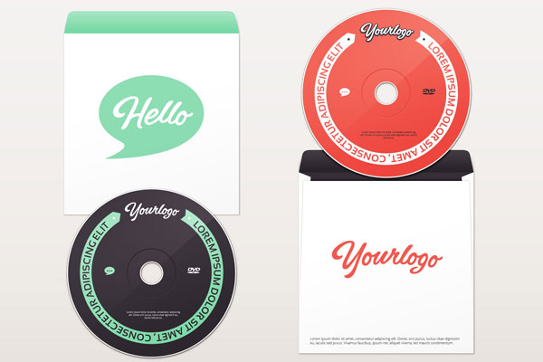 DVD and Paper Envelope Mockups Top View FREE PSD