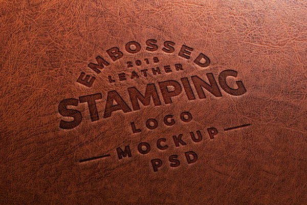 Embossed Leather Stamping Logo Close-up Mockup FREE PSD