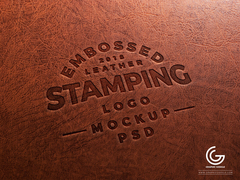 Embossed Leather Stamping Logo Close-up Mockup FREE PSD