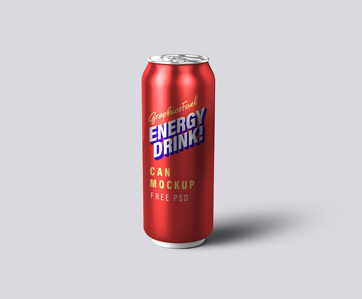 Energy Drink Can Mockup Front View FREE PSD