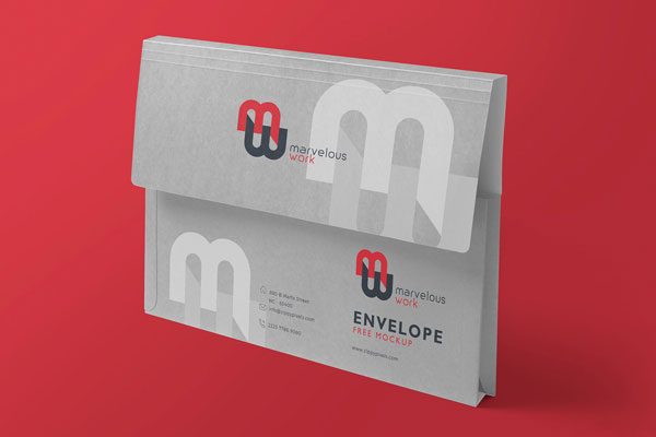 Envelope Shaped Folder Mockup FREE PSD