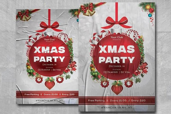 Festive Christmas Party Flyer Template FREE PSD