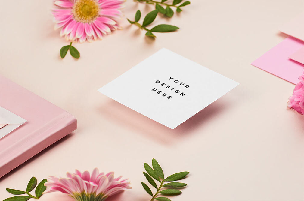 Five Mockups Featuring A4 Paper and Card in Floral Settings FREE PSD