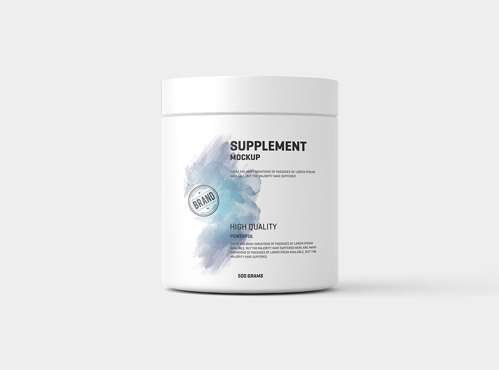 Five Mockups Showcasing Front View of Protein Pack and Jars FREE PSD