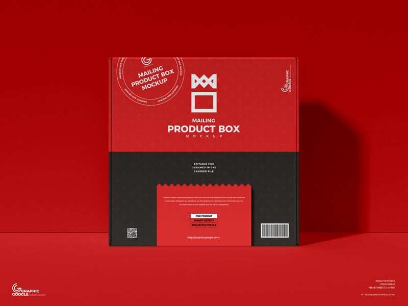Flat, Cardboard Packaging Box Mockup in the Front View FREE PSD