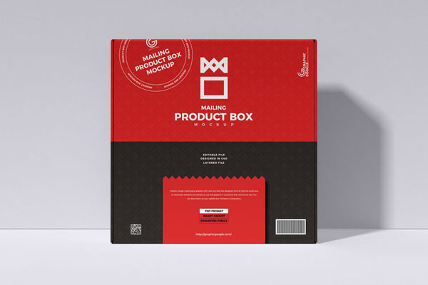 Flat, Cardboard Packaging Box Mockup in the Front View FREE PSD